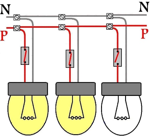 
          Параллельное и последовательное и соединение ламп в быту
 

